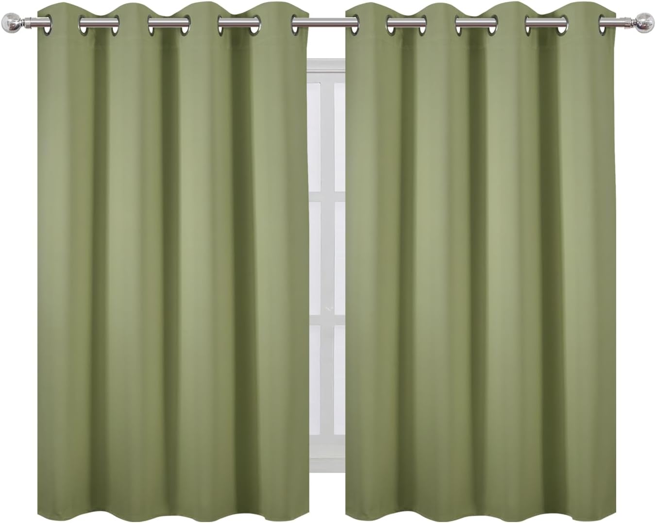 Lemomo Sage Green Thermal Blackout Curtains/52 x 45 Inch/Set of 2 Panels Room Darkening Curtains 45 Inch Green