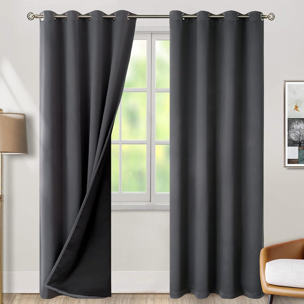 BGment Dark Grey Blackout Curtains for Bedroom Window 84 Inch Length 2 Panels Set, 100% Light Blocking Thermal Insulated Grommet Drapes for…
