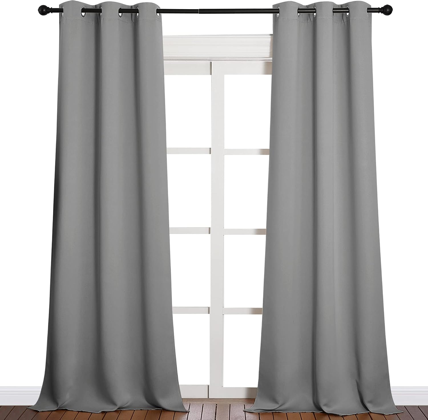 NICETOWN Thermal Insulated Blackout Curtains - Grommet Top Window Treatment Drapes for Hall (2 Panels, W42 x L90 inches, Silver Grey)