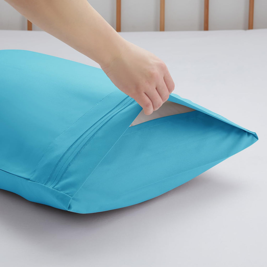 Nestl Beach Blue King Pillowcase Set of 2, 20x40 Inches, Soft Microfiber cotton Blue