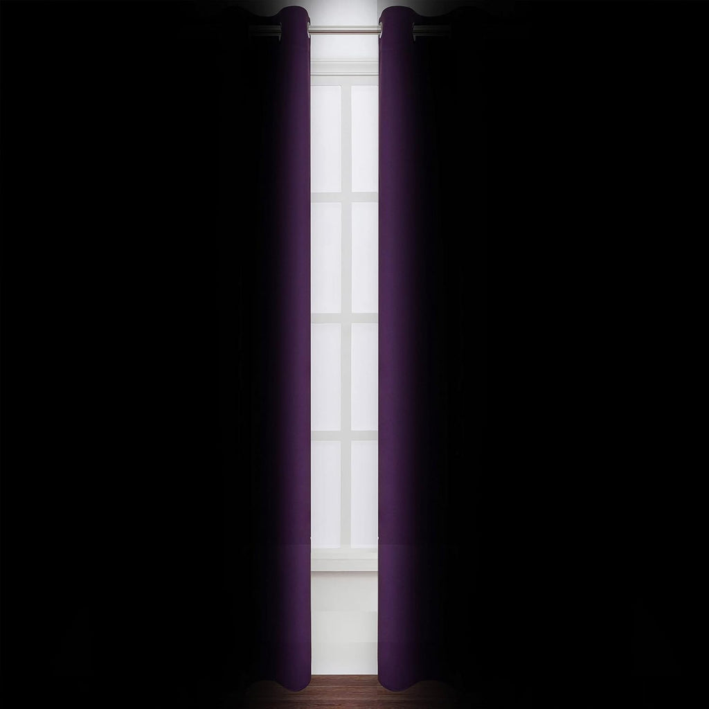 Lemomo Purple Thermal Blackout Curtains/52 x 108 Inch/Set of 2 Panels Room Darkening Curtains for Bedroom 108 Inch silver