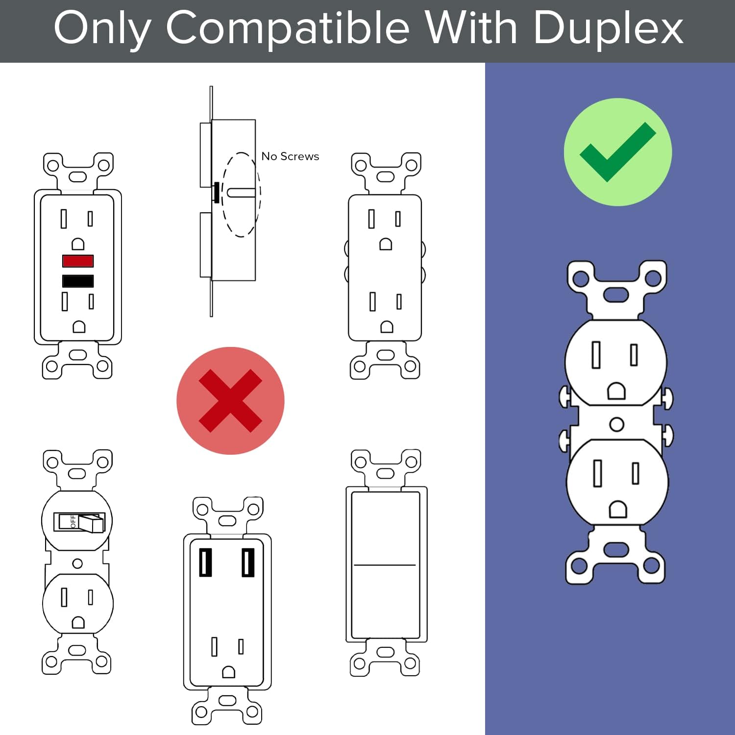 2 Pack - SnapPower GuideLight [For Duplex Outlets] - Replaces Plug-In Night Light - Electrical Receptacle Wall Plate With LED Night…