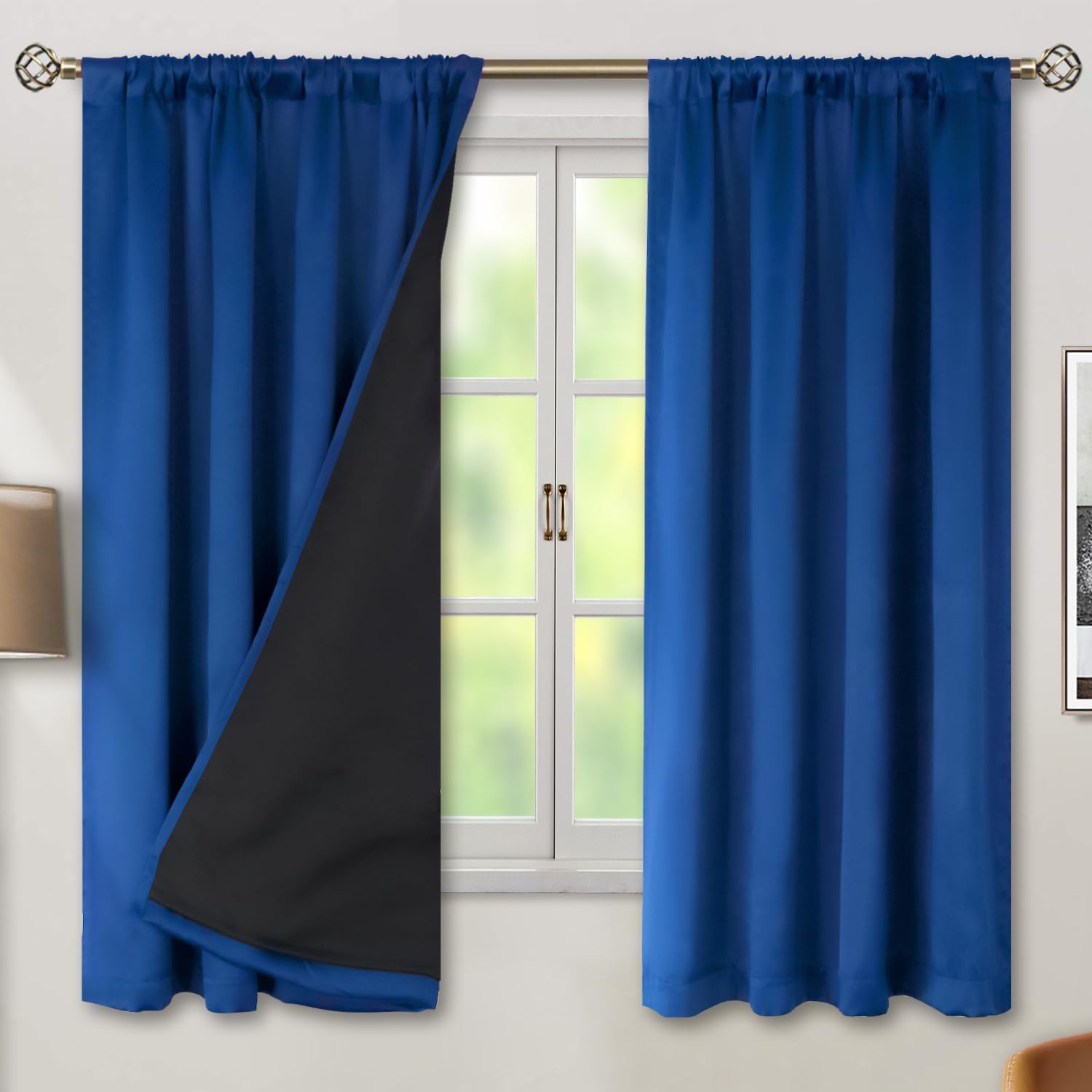 BGment 100% Blackout Curtains for Bedroom 63 Inch Length, Rod Pocket with Thermal Insulated Liner Full Room Darkening Curtains for Living…