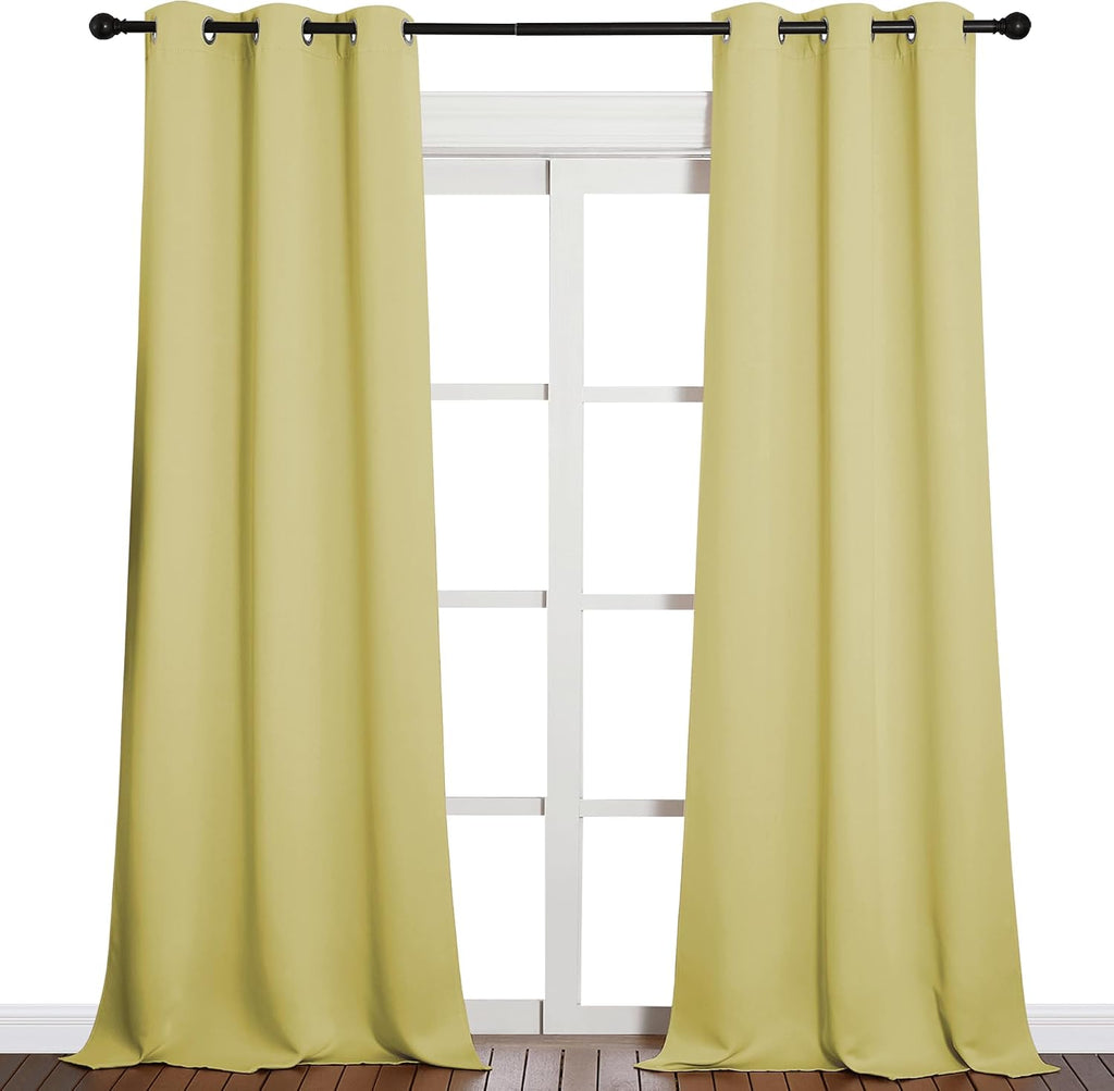 NICETOWN Patio Glass Door Blackout Curtains for Bedrooms & Living Room, Privacy Panel Drapes for Dining & Guest Rooms (Paler Yellow, 42"…