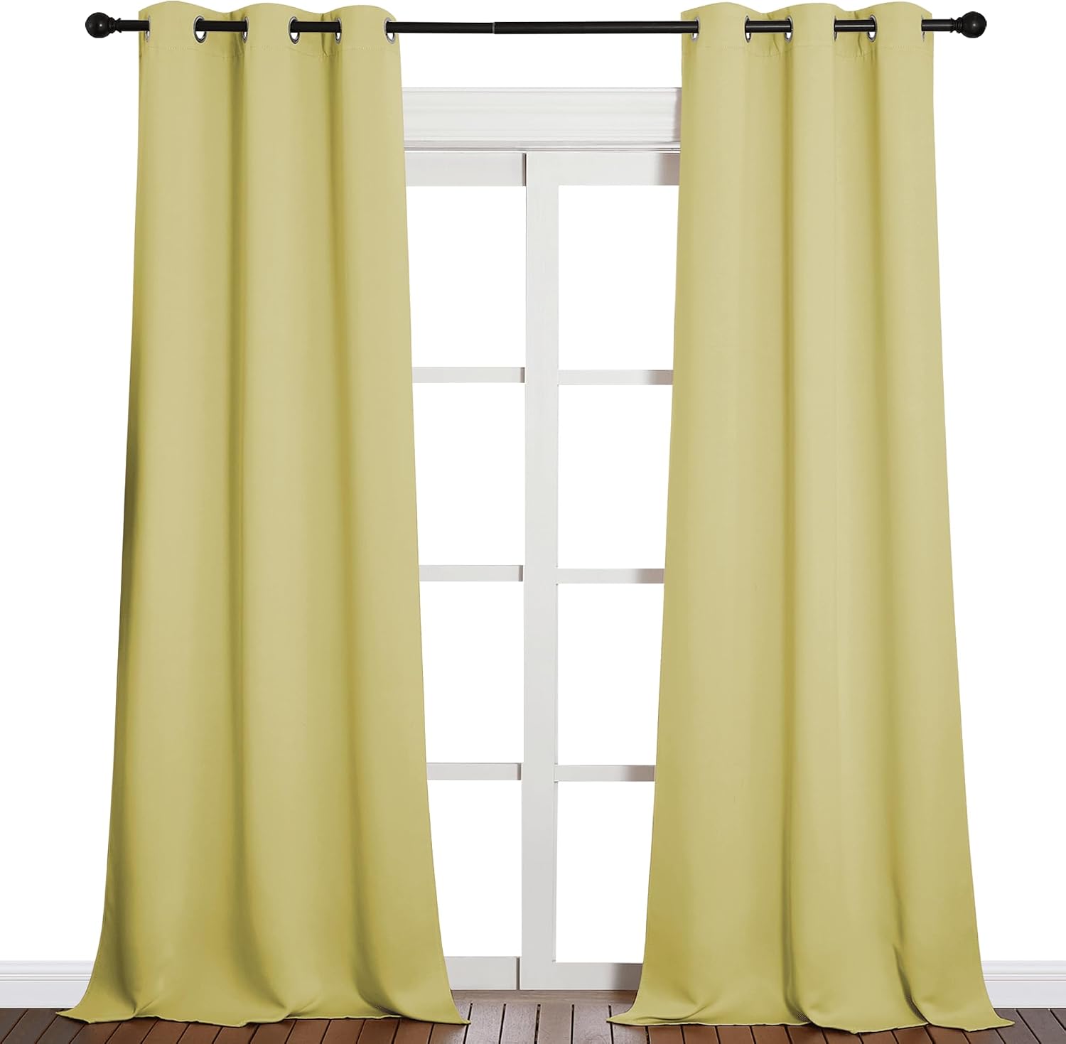 NICETOWN Patio Glass Door Blackout Curtains for Bedrooms & Living Room, Privacy Panel Drapes for Dining & Guest Rooms (Paler Yellow, 42"…