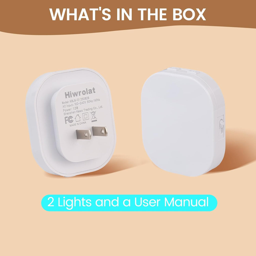 Hiwrolat Plug-in LED Backlit Night Light with Motion Sensor & Dusk to Dawn Sensor, 2700K Soft Warm White Nightlight with Dimmable Br…