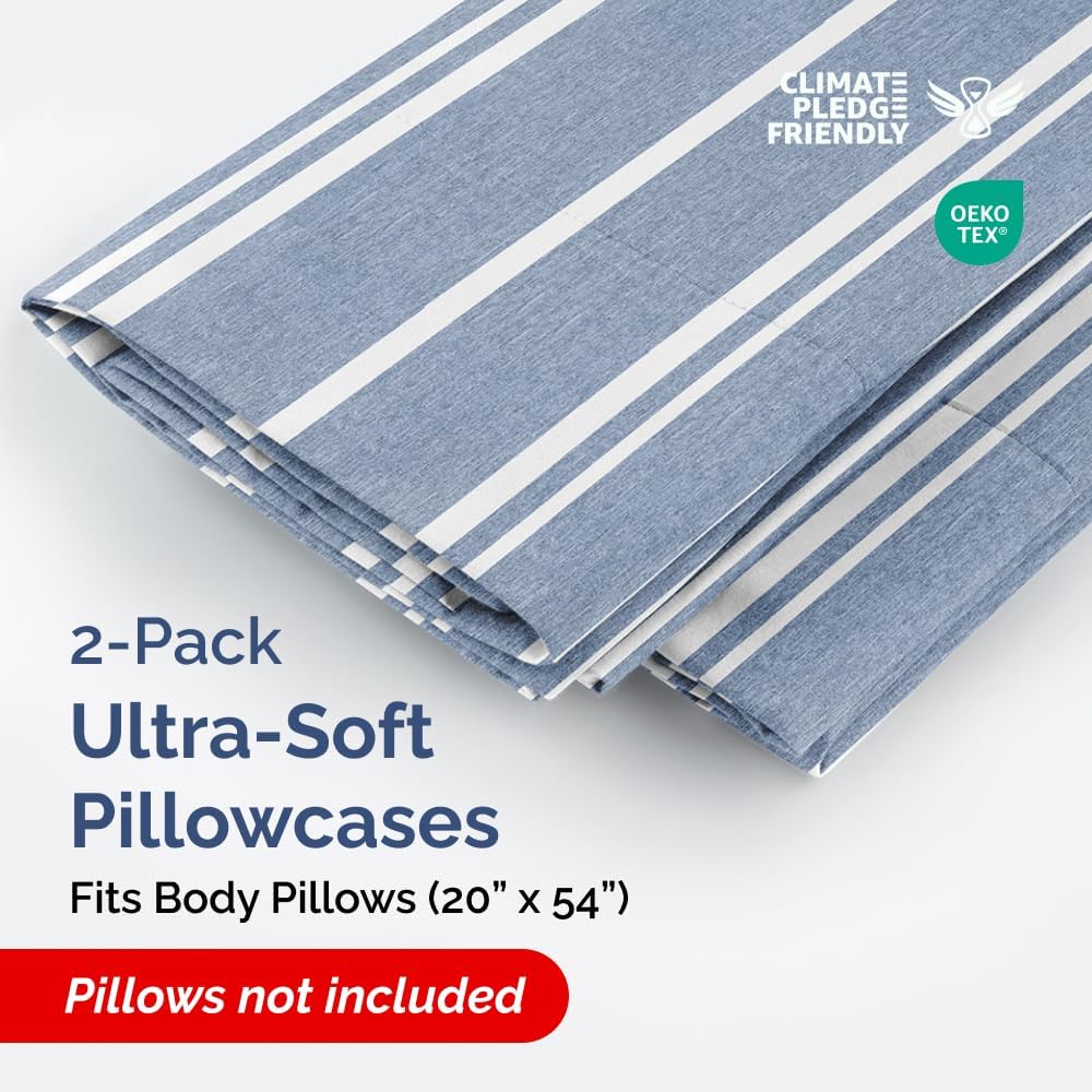 Body Pillowcases Set of 2-20x54 Long Body Pillow Case - Soft Body Pillow Cover for Sleeping & Side Sleepers - Comfy, Wrinkle & Fade Free…