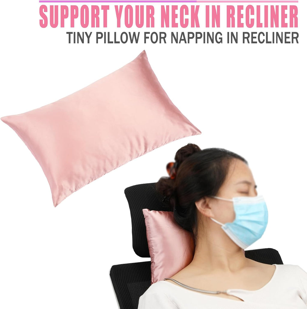 BNRendles Small Neck Pillow for Recliner Chair Neck with Removable Pillowcover Little Cervical Support Cushion Tiny Pillows Sleep Nap Satin…