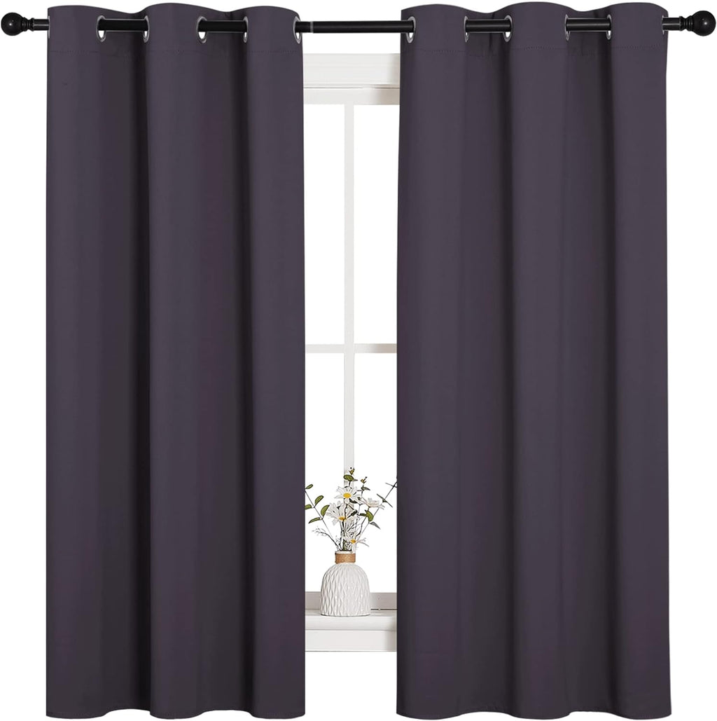 NICETOWN Small Window Blackout Curtains, Home Decoration Thermal Insulated Solid Ring Top Blackout Curtains/Drapes for Bedroom(Greyish…