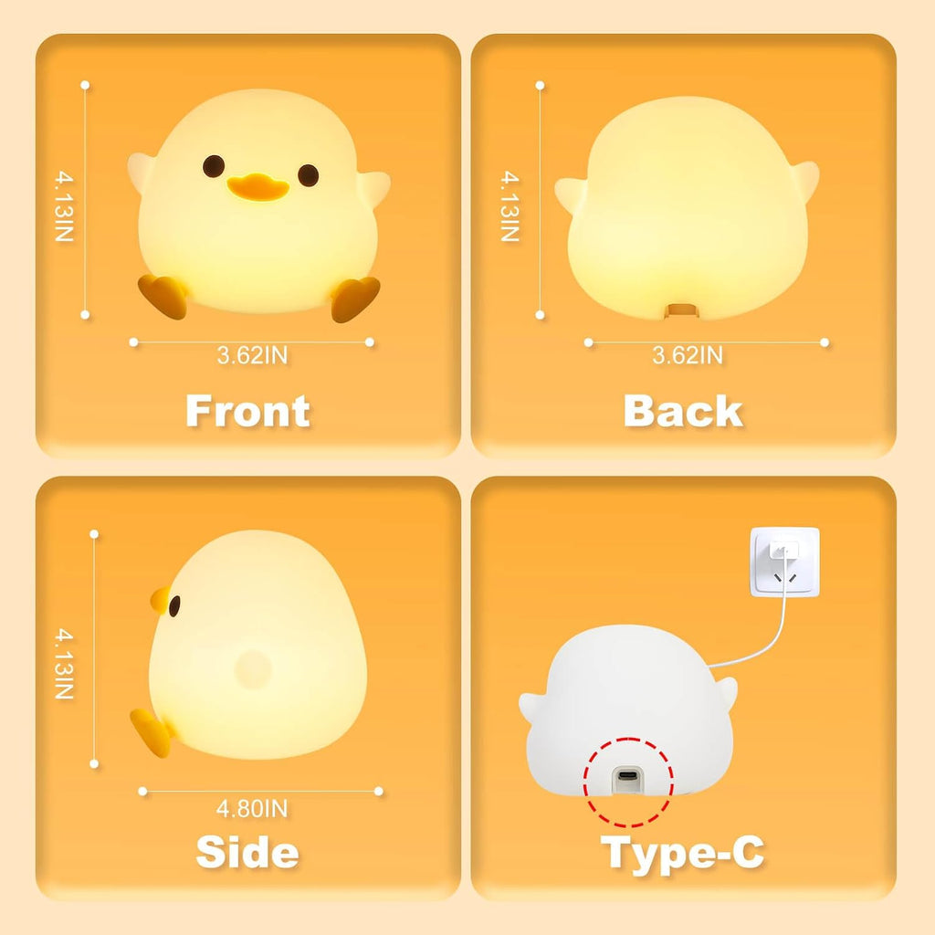 Dodo Duck Night Light, 50Hrs Duck Lamp Squishy, Tap Control 2 Brightness, 20Min Auto-Off, Rechargeable Animal Night Light for Kids…