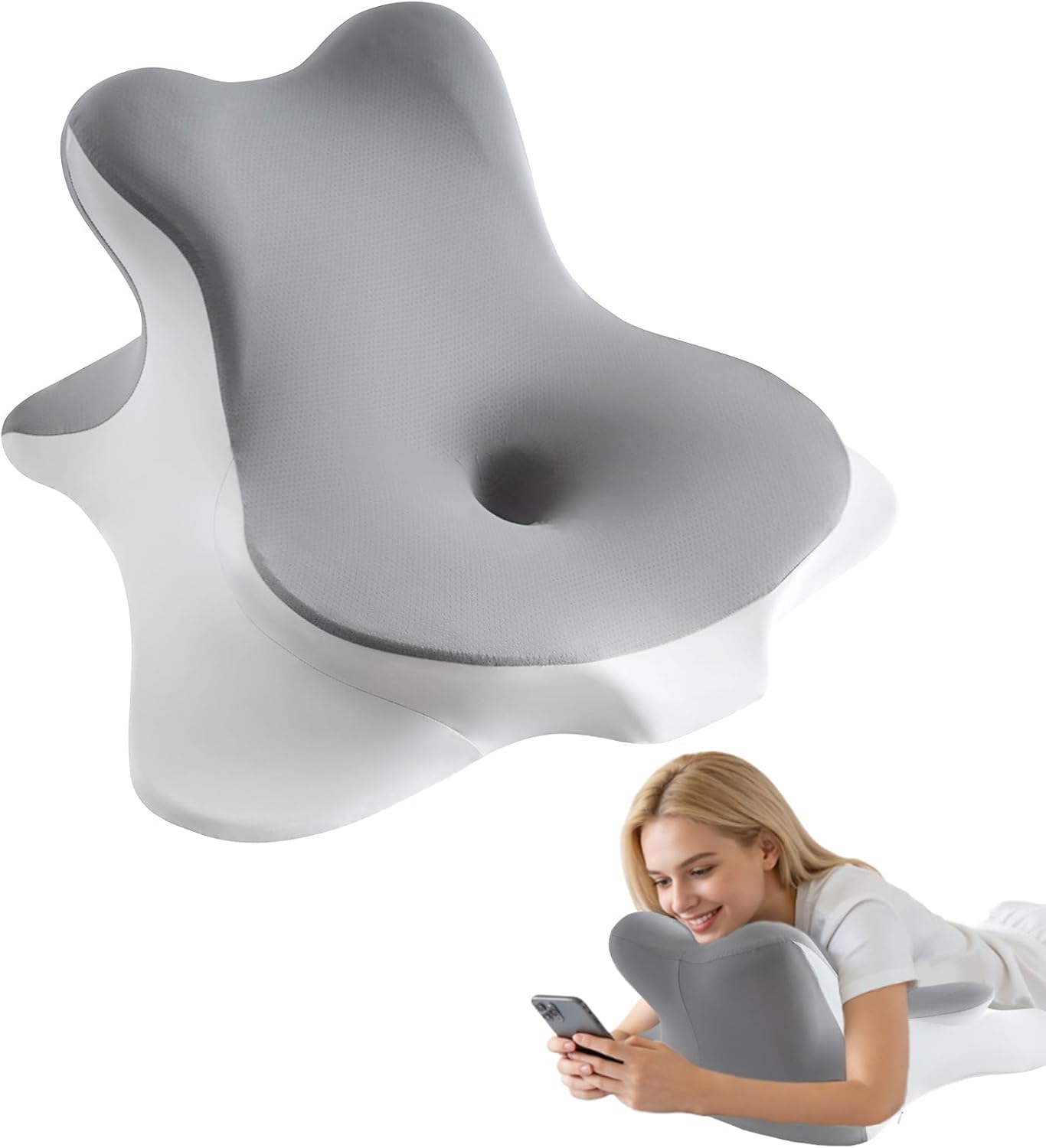 MOONYOOY Ergonomic Reading Pillow for Bed, Premium Memory Foam Wedge Pillow for Prone, Leaning & Back Support, Cooling Ice Silk Cover for…