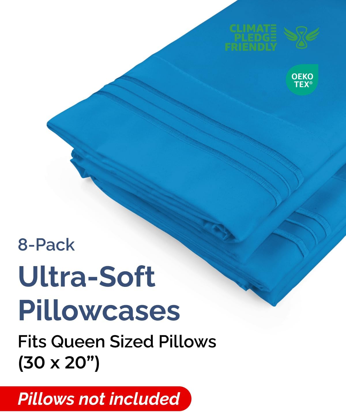 Queen Pillow Cases Set of 8 - Ultra Soft Hotel Quality Pillowcase Covers - Comfy, Cozy & Wrinkle Free - Shrink, Stain & Fade Resistant…