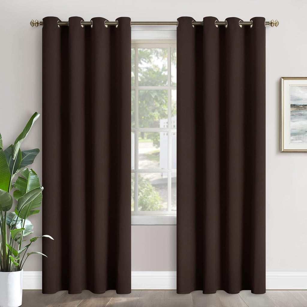 YoungsTex Brown Blackout Curtains 90 Inches Length - Thermal Insulated Drapes with Grommet Room Darkening Window Treatments for Living Room…