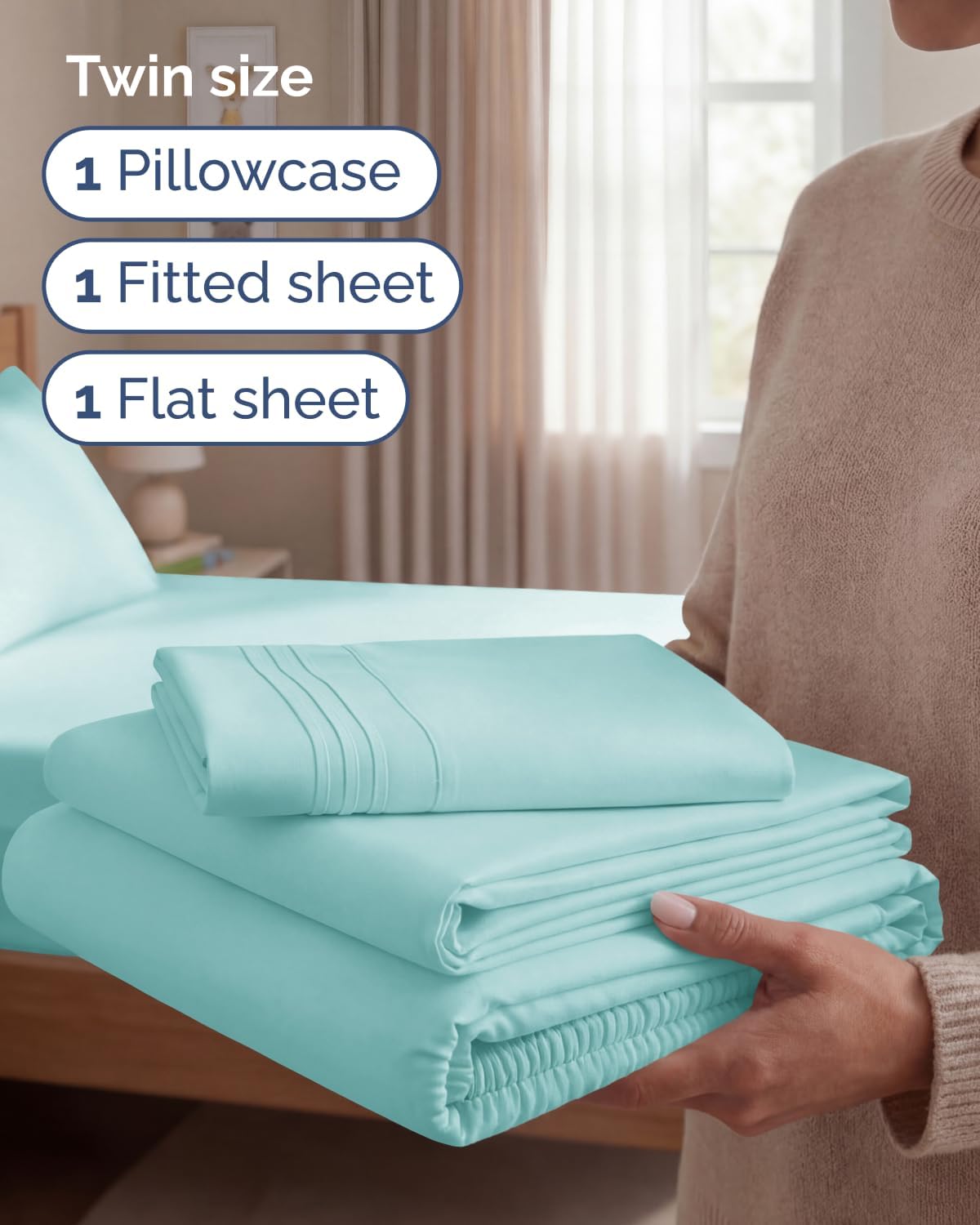 Twin Size 3 Piece Sheet Set - Comfy Breathable & Cooling Sheets - Hotel Luxury Bed Sheets for Women & Men - Deep Pockets, Easy-Fit, Extra…