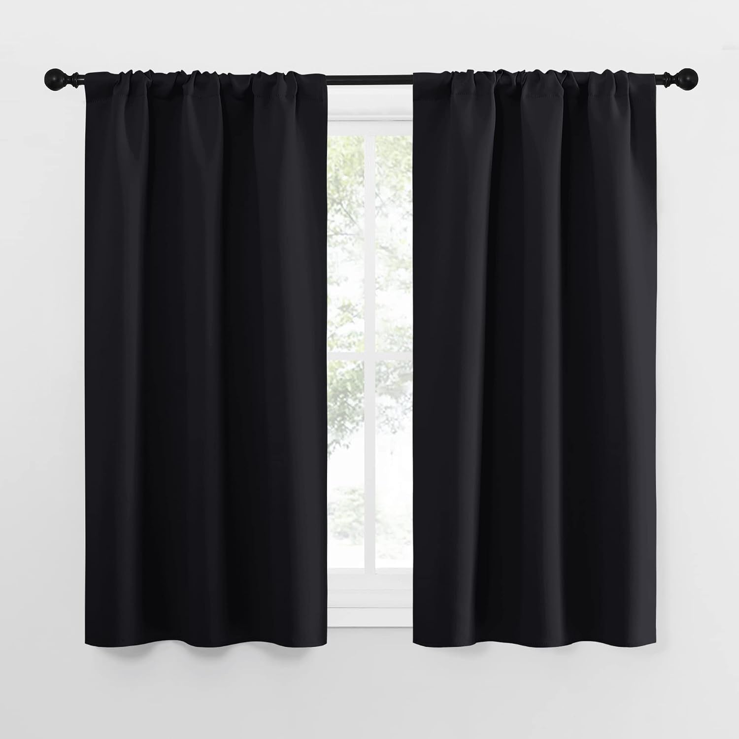 NICETOWN Black Out Curtain Panels for Kitchen - Energy Smart Decoration Thermal Insulating Blackout Drapes/Draperies for Small Window (2…