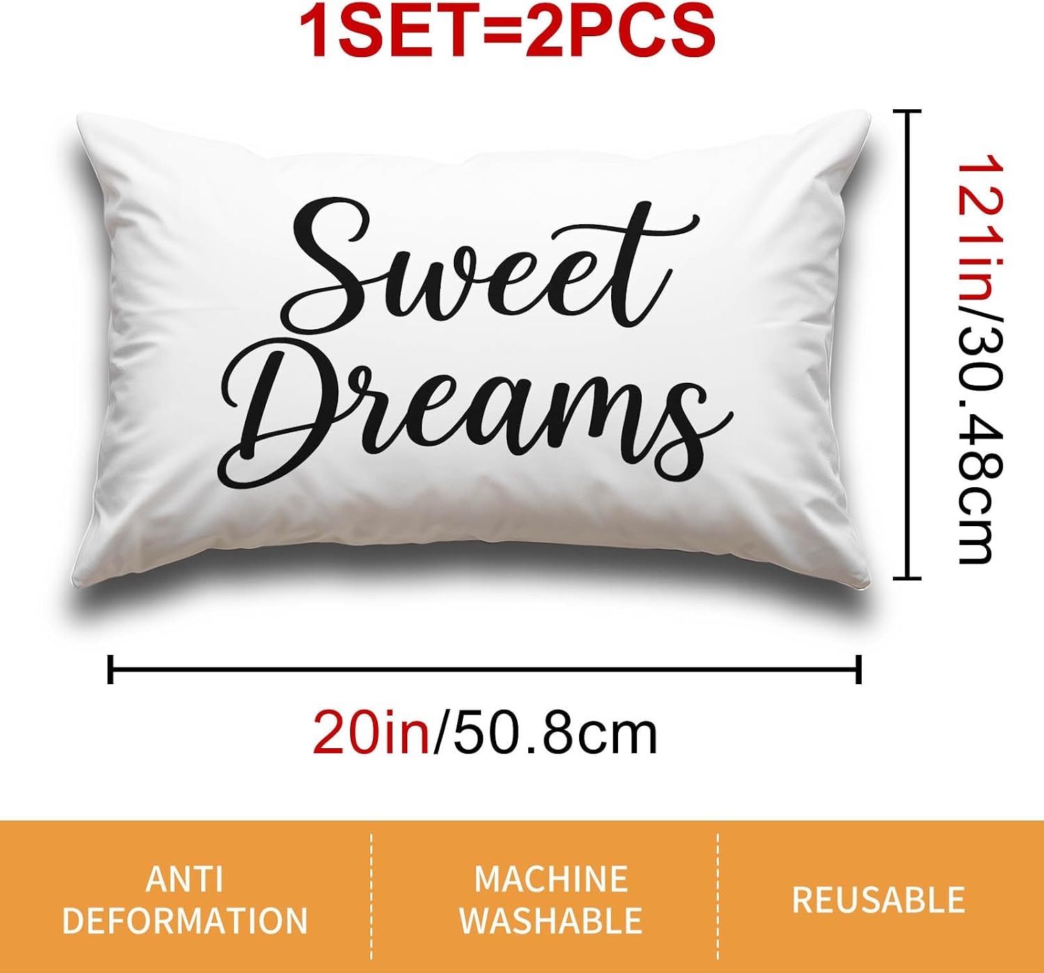 HOMETITUTE Pillow Covers Decorative Pack of 2 Satin 12x20 Inch Sweet Dreams Art Lumbar Throw Pillow Cases for Sofa Couch Living Room…