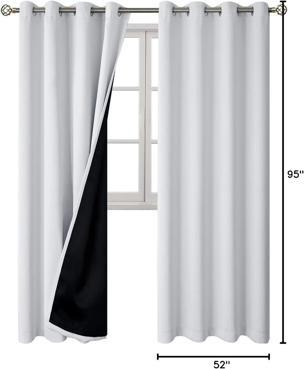 BGment Greyish White 100% Blackout Curtains for Living Room 95 Inch Length 2 Panels, Thermal Insulated Full Light Blocking Energy Save Wind…
