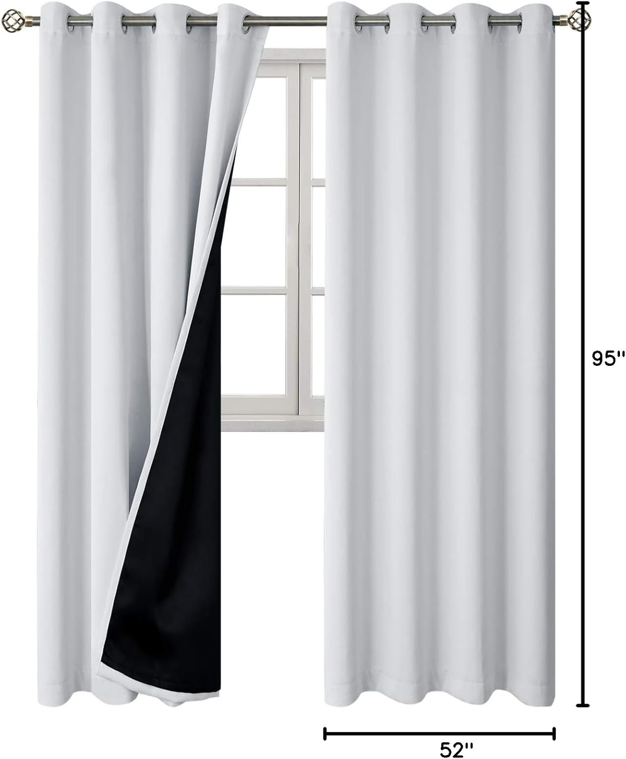BGment Greyish White 100% Blackout Curtains for Living Room 95 Inch Length 2 Panels, Thermal Insulated Full Light Blocking Energy Save Wind…
