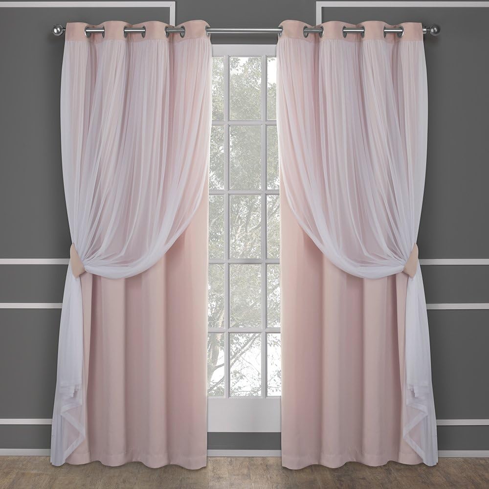 TOWN & COUNTRY LUXE Talia Double Layer Indoor Curtains, Sheer and Room Darkening Blackout, Grommet Top, Energy Efficient, 2-Pack Set…
