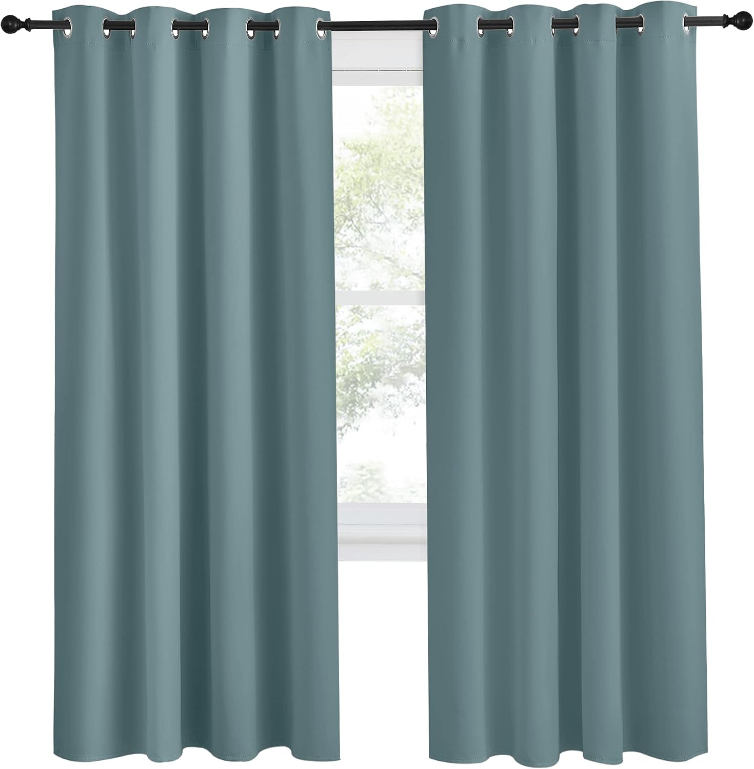 NICETOWN Blackout Greyish Blue Curtains & Drapes for Living Room, 1 Panel, W55 x L78, Thermal Insulated Solid Grommet Sound Reducing…