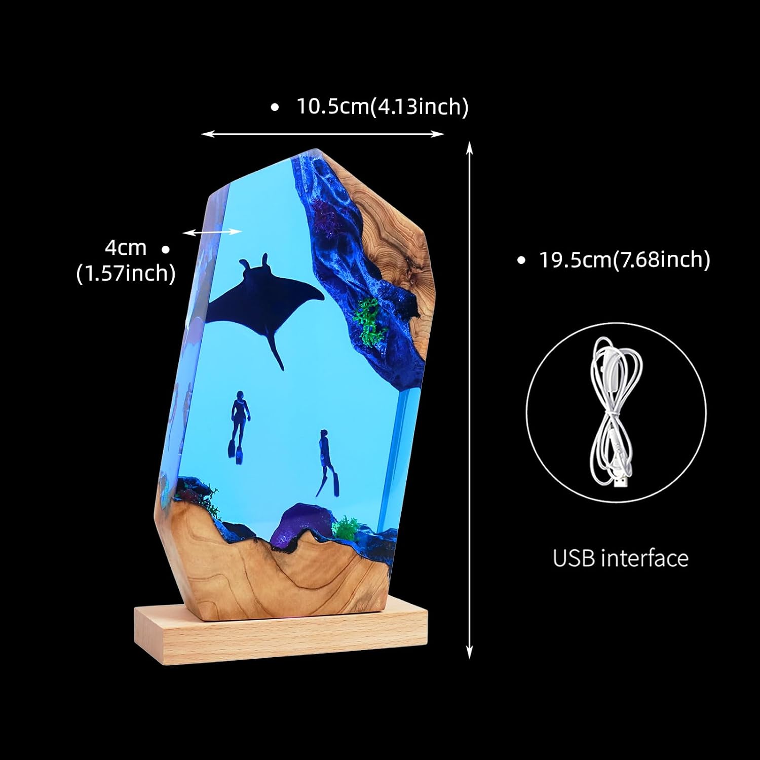 Epoxy Resin Lamp, Ocean Night Light, Artistry Home Decor Bedside Nightlight, Unique Resin Lighting, Nightstand Decorations for Bedroom…