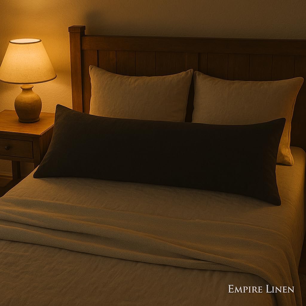 Body Pillowcase 20x54 Inch, Egyptian Cotton 600 Thread Count Sateen Weave, Zipper Closure Long Pillow Cover Cooling Soft (Dark Grey 20x54)