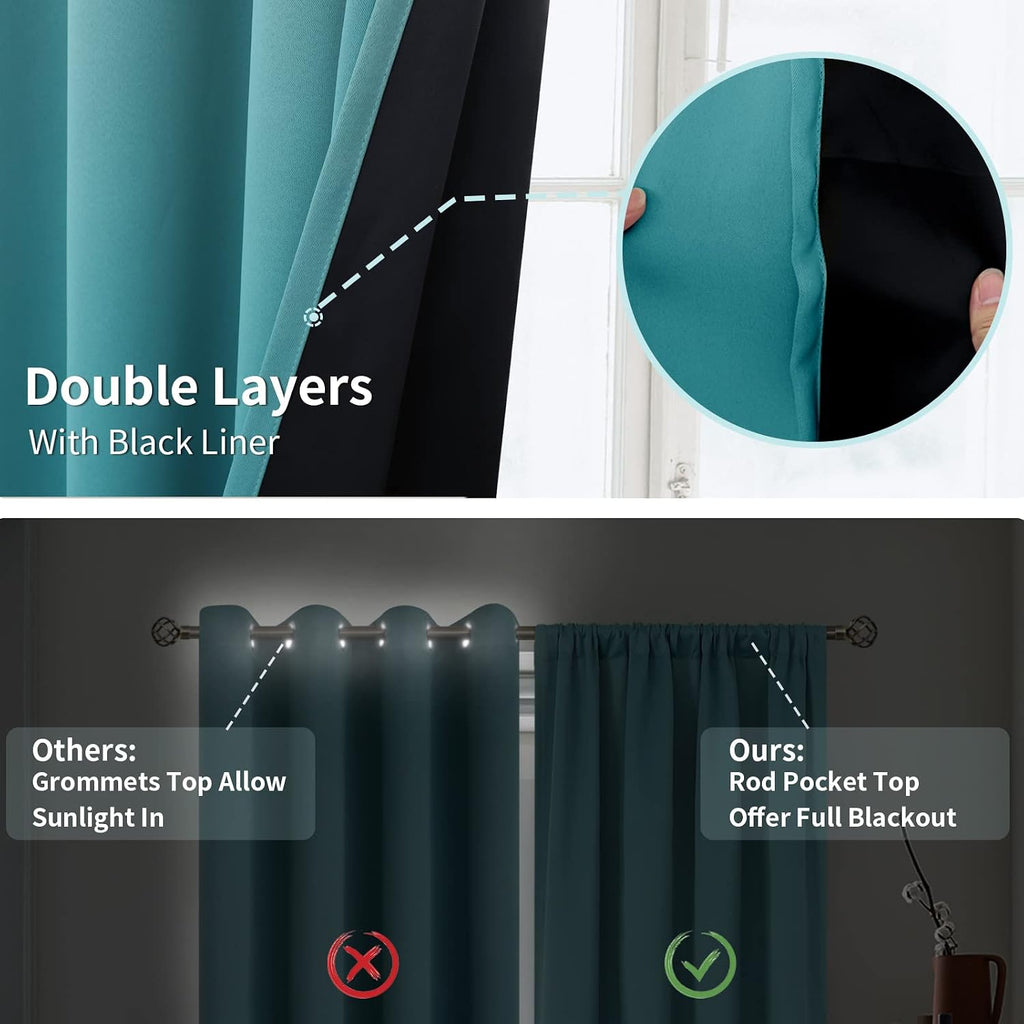 BGment Thermal Insulated 100% Blackout Curtains for Bedroom with Black Liner, Double Layer Full Room Darkening Noise Reducing Rod Pocket…