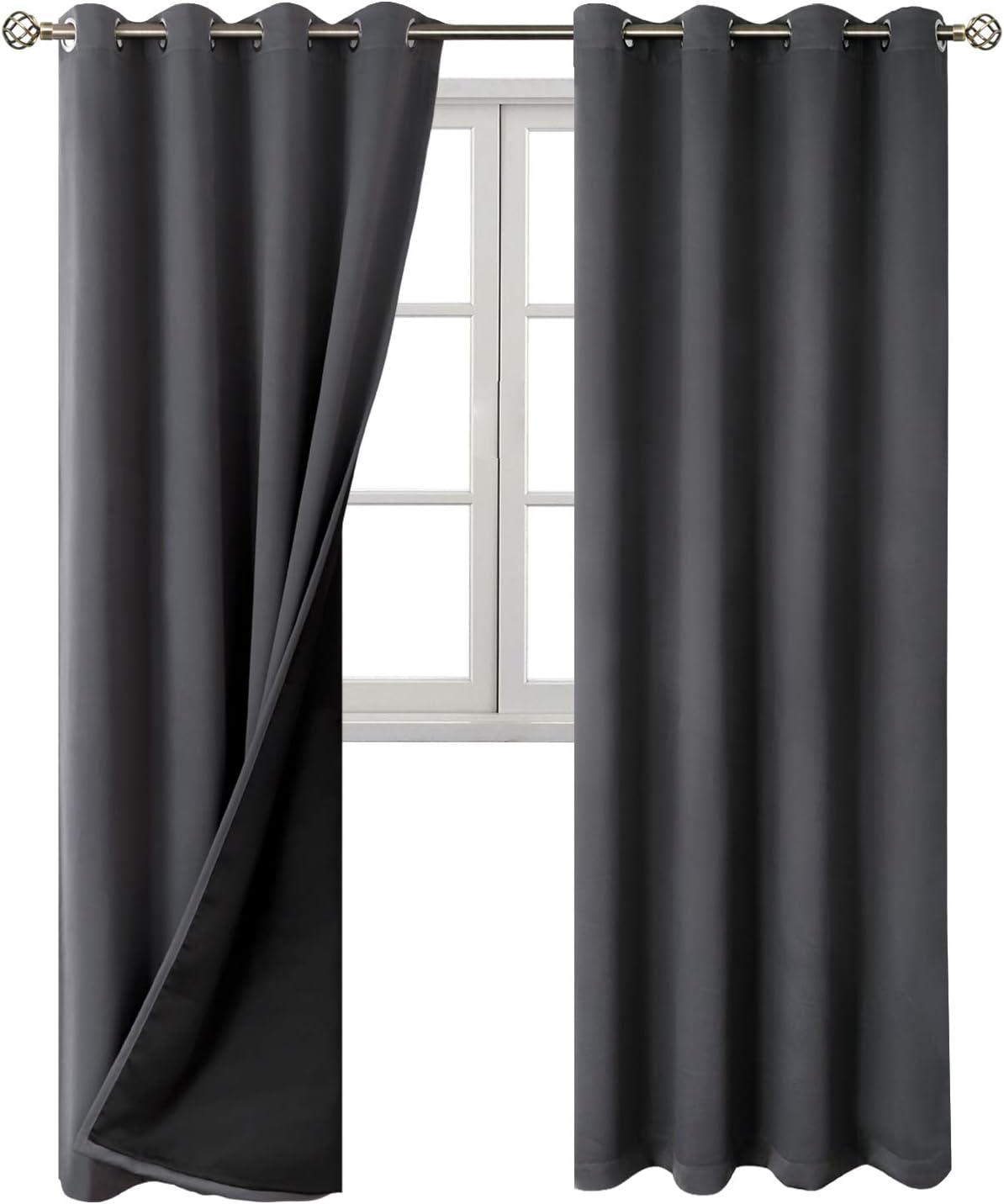 BGment 100% Blackout Curtains 108 Inch Long 2 Panles Set, Thermal Insulated Total Light Locking Soundproof Grommet Curtains & Drapes for Li…