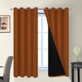 Yakamok Orange 100% Blackout Curtains, Total Blackout Lined Curtain Panels for Bedroom, 2 Thick Layers Grommet Top Thermal Insulated Blacko…