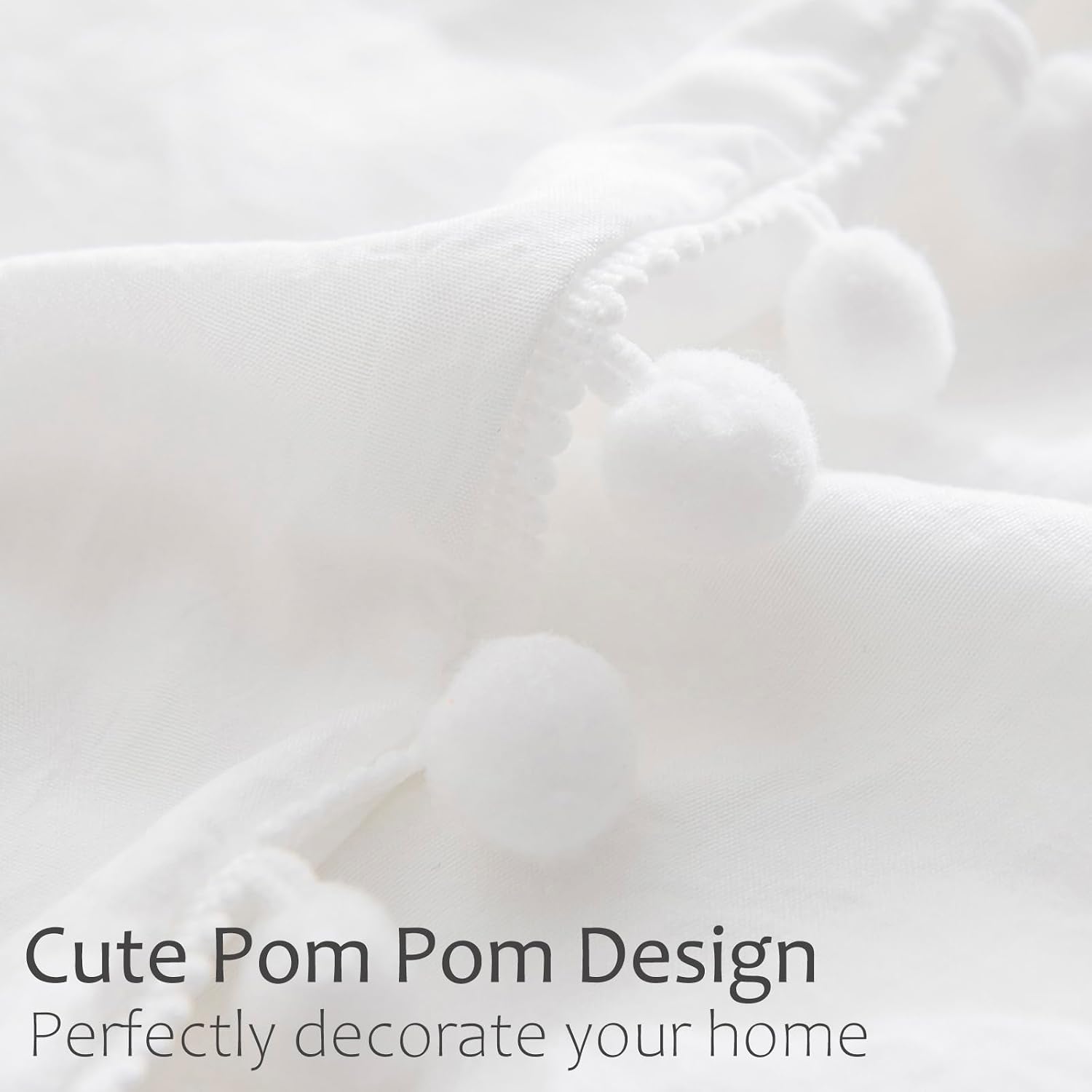 Moveover White Pillowcases, Standard Pom Poms Pillow Case Set of 2, 100% Washed Microfiber, Soft Solid White Pillow Shams, 2 Pack 2 Pack Wh…