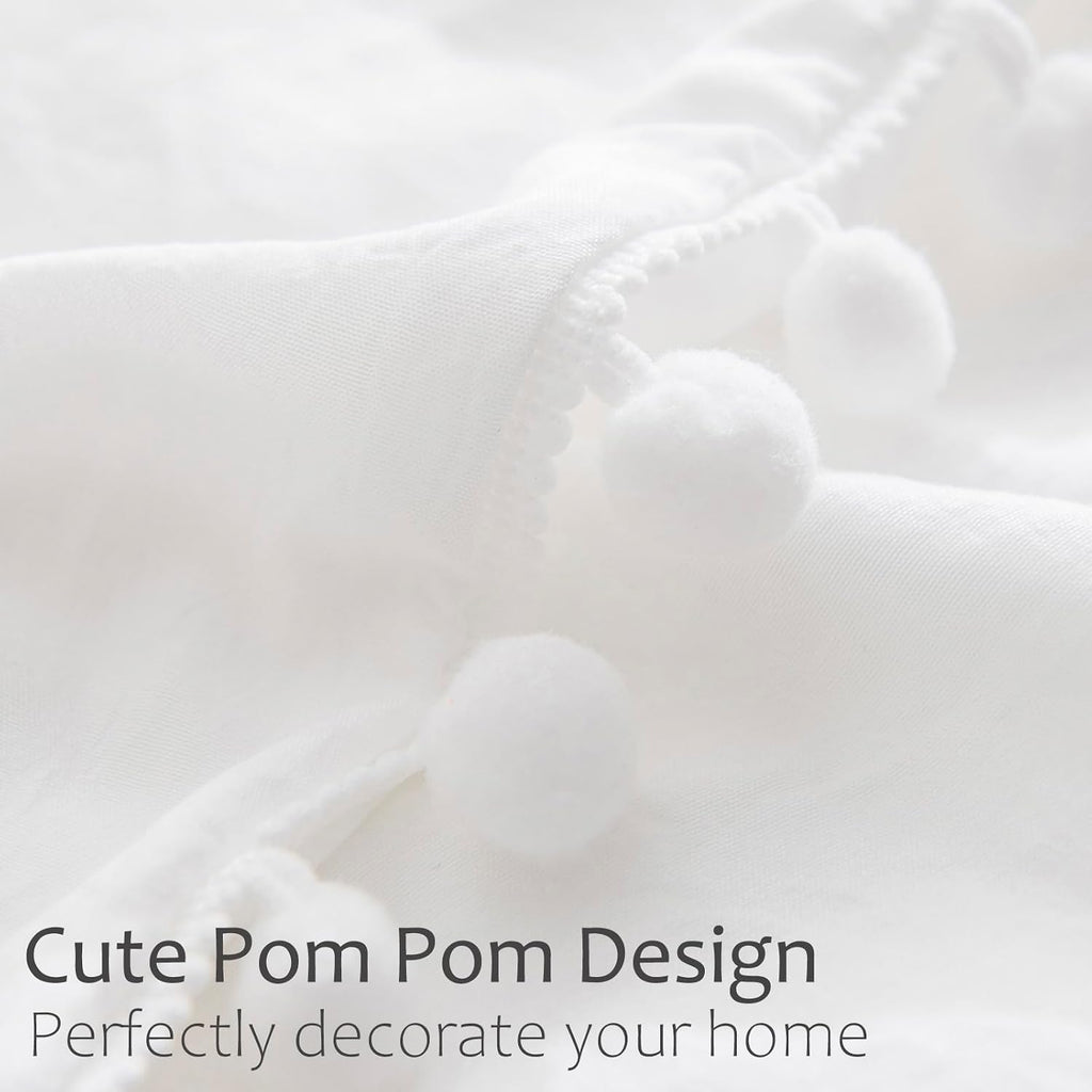 Moveover White Pillowcases, Pom Poms Fringe Pillowcases, Pure White Boho Chic Pillow Shams, Ultra Soft Washed Microfiber 2 Pack Pillow Cove…