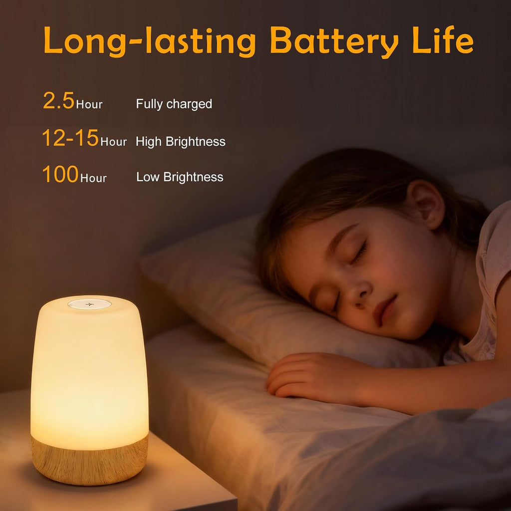 ELITUN Bedside Baby Night Light, Changing 256 RGB Colors Rechargeable Night Light for Kids, Small Wireless Table&Bedside Lamp, Eye Caring…