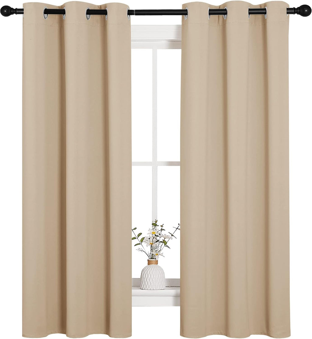 NICETOWN Room Darkening Curtain Panels for Living Room, Thermal Insulated Grommet Room Darkening Draperies/Drapes for Window (Biscotti…