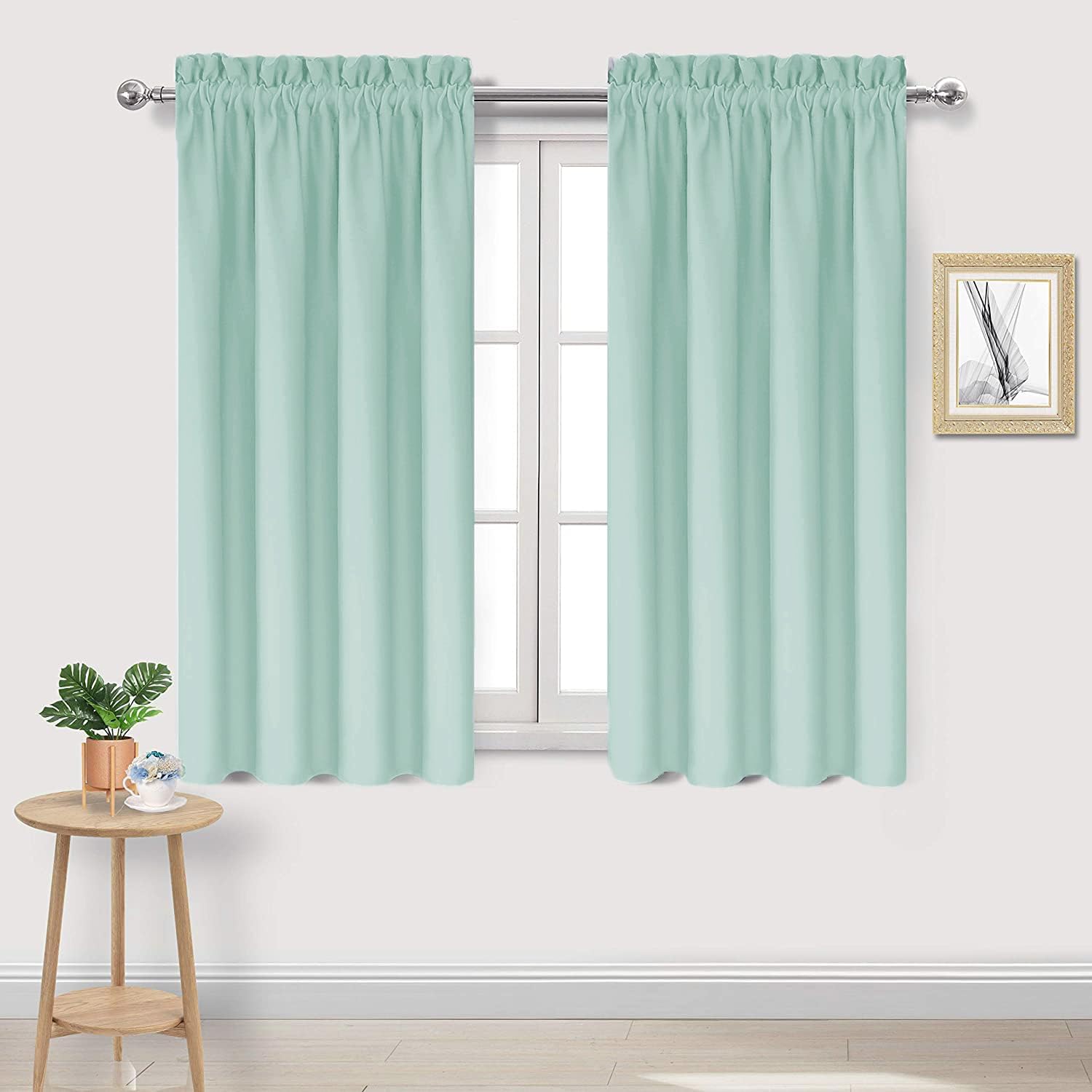 DWCN Blackout Curtains for Living Room Thermal Insulated, Energy Saving & Noise Reducing Bedroom Curtains, Mint Green, W 42x L 54 Inch…