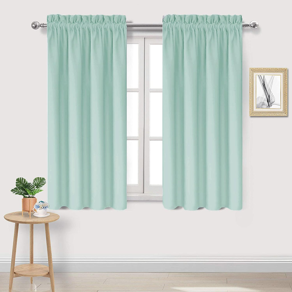 DWCN Blackout Curtains for Living Room Thermal Insulated, Energy Saving & Noise Reducing Bedroom Curtains, Mint Green, W 42x L 45 Inch…