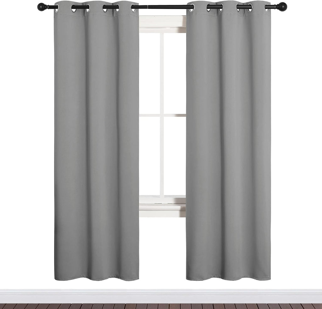 NICETOWN Silver Grey Blackout Curtain Panels for Bedroom, Thermal Insulated Grommet Top Blackout Draperies and Drapes for Basement (2…