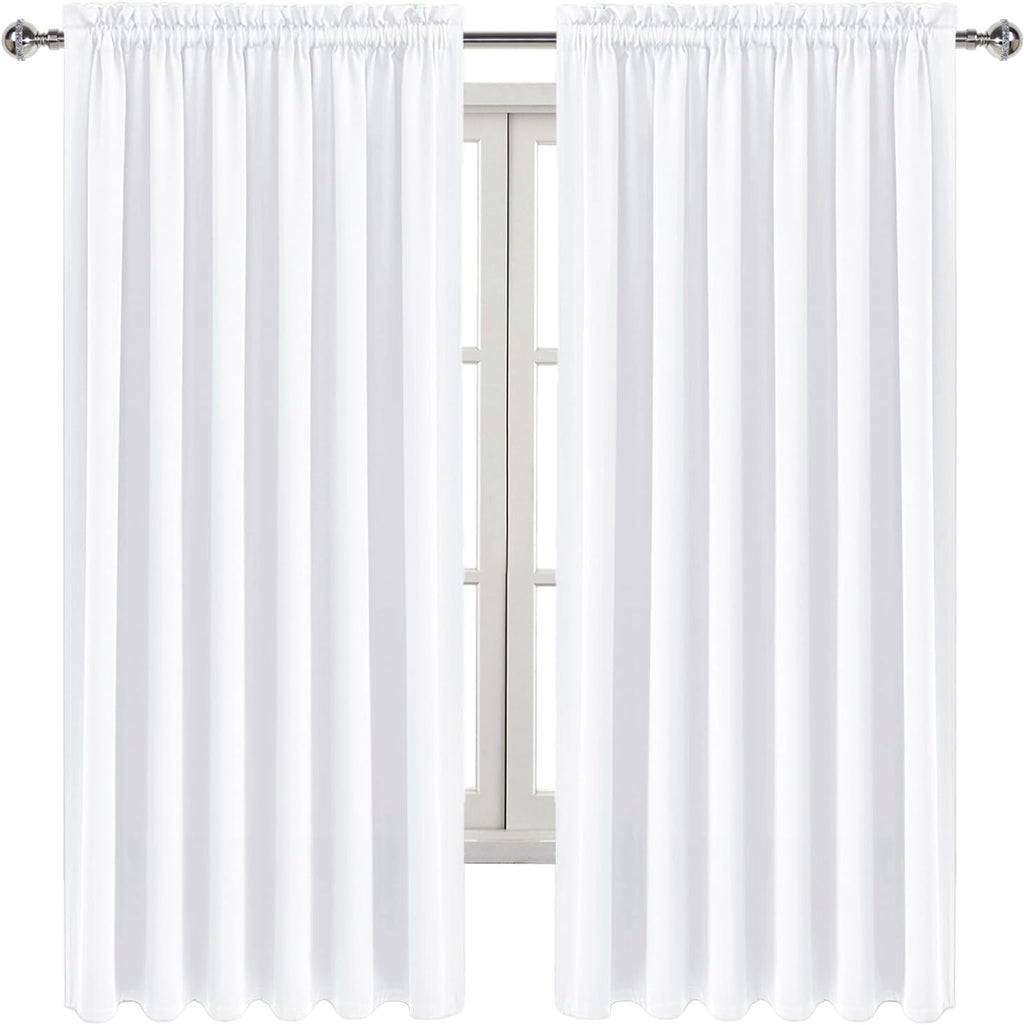 DWCN White Curtains for Living Room Thermal Insulated, 50% Light Blocking Curtains for Bedroom, Dining Room Window, W 70x L 72 Inch, Set…