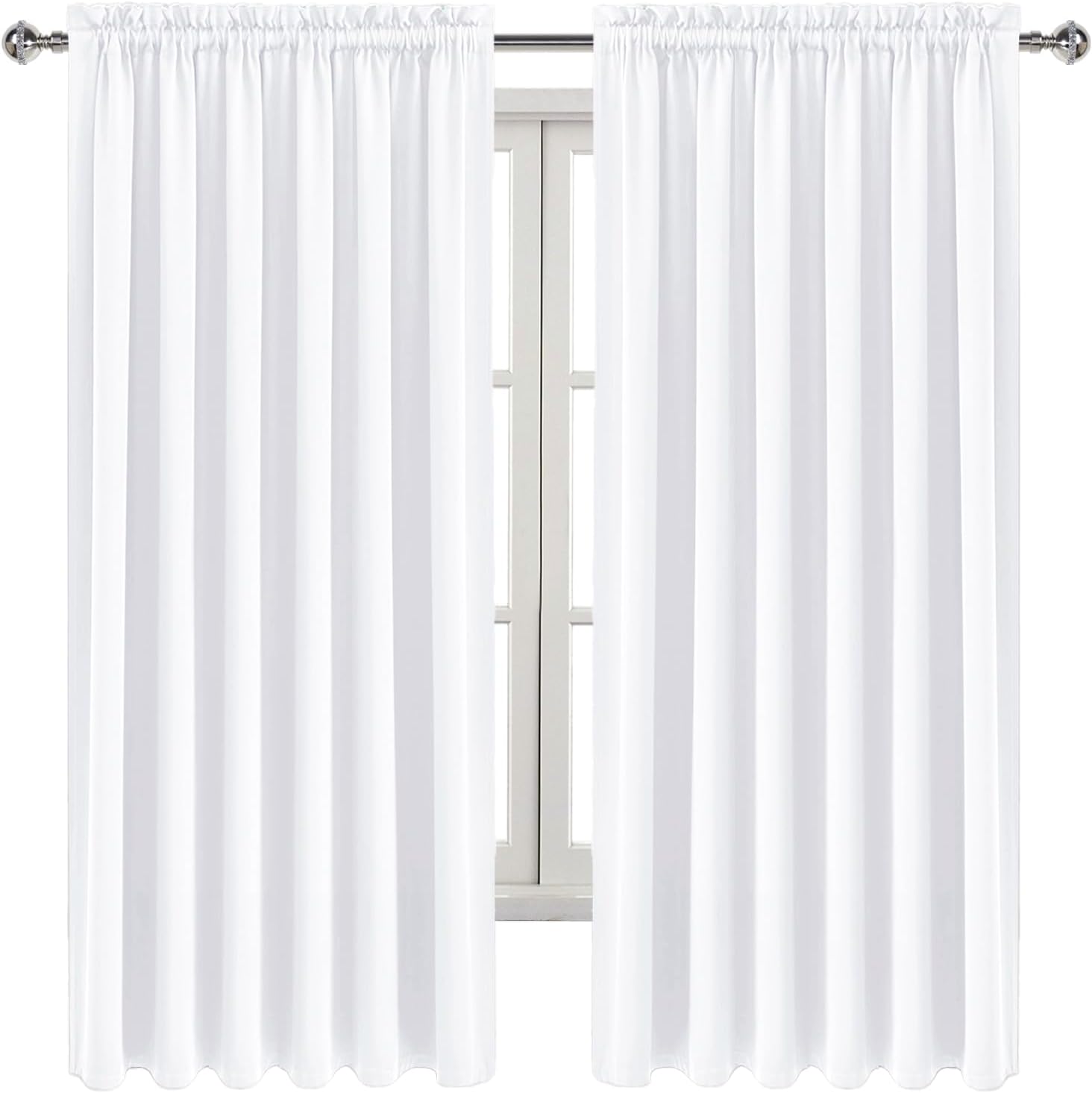 DWCN White Curtains for Living Room Thermal Insulated, 50% Light Blocking Curtains for Bedroom, Dining Room Window, W 70x L 72 Inch, Set…