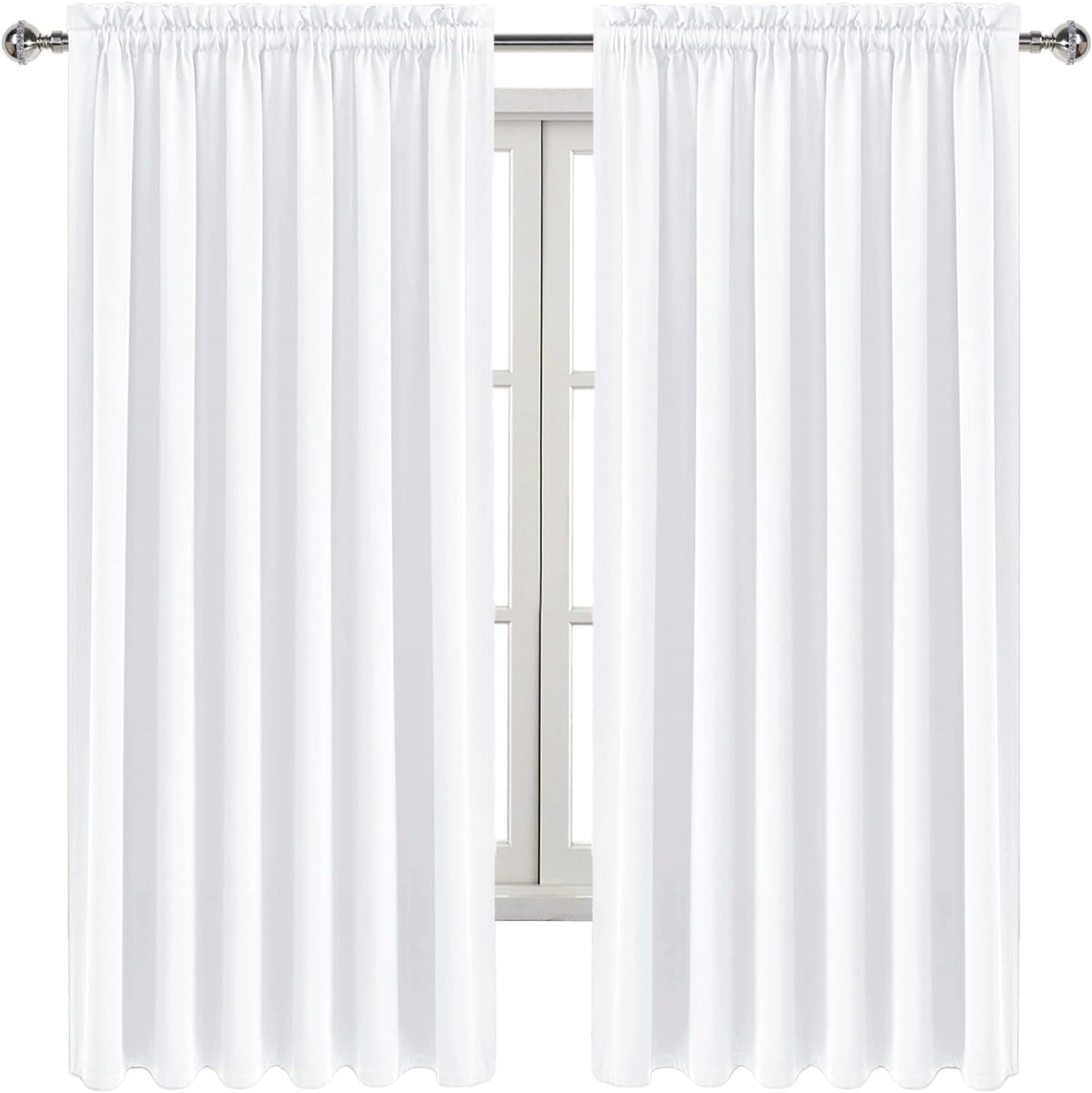 DWCN White Curtains for Living Room Thermal Insulated, 50% Light Blocking Curtains for Bedroom, Dining Room Window, W 70x L 63 Inch, Set…