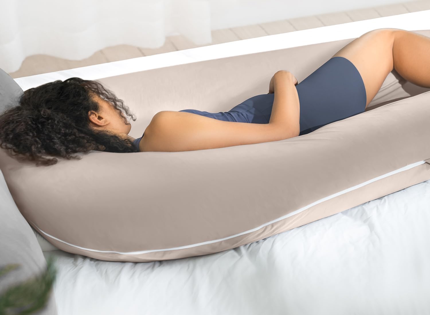 QUEEN ROSE Extra Long U Shaped Body Pillow, Cooling Pregnancy Pillows for Sleeping, 65 Inch Full Body Support Maternity Pillow for…