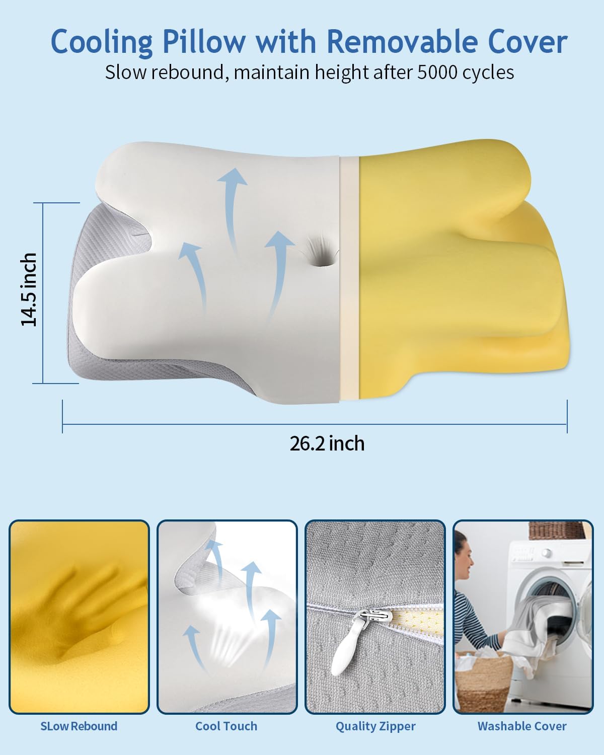 TujamiCervicalNeckPillow Cervical Neck Pillow for Sleeping, Cooling Ergonomic Contour Side Sleeper Pillow for Neck Support, Odorless Soft M…