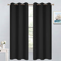 Yakamok Room Darkening Grommet Window Drapes Thermal Insulated Light Blocking Blackout Curtains for Bedroom(Black,38Wx63L,2 Panels)