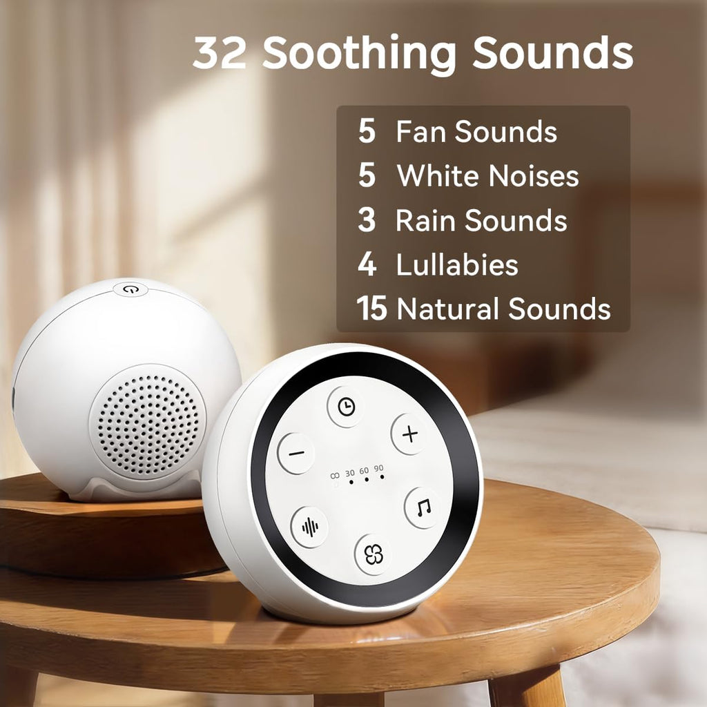 Battery Sound Machine Small White Noise Machine for Baby Kids Adult with 32 Volume Levels 32 Soothing Sounds Sleep Brown Noise Machine…