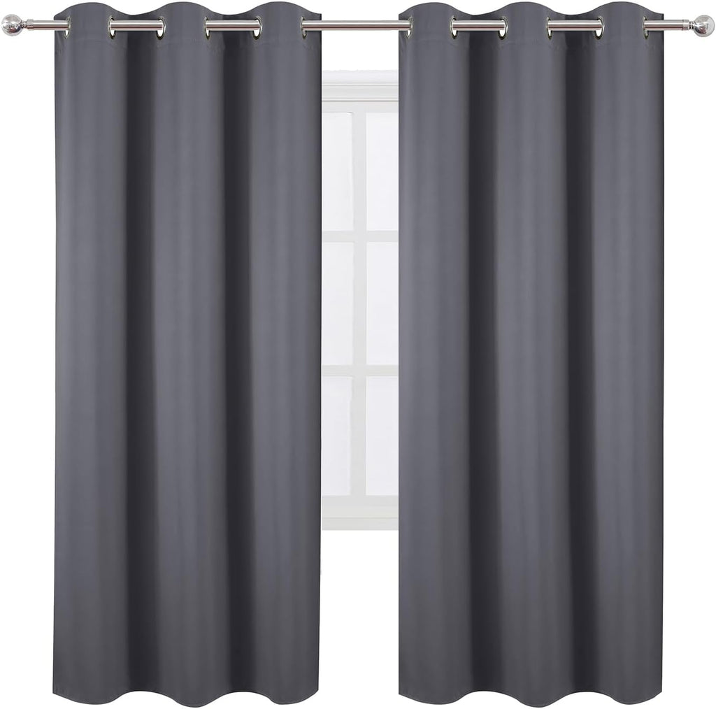 Lemomo Grey Blackout Curtains 42 x 72 Inch Length/Set of 2 Curtain Panels/Thermal Insulated Room Darkening Blackout Curtains for Bedroom 72…