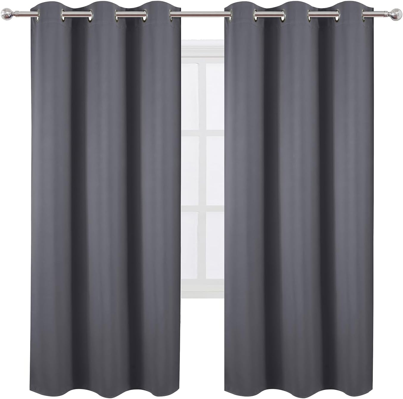 Lemomo Grey Blackout Curtains 42 x 72 Inch Length/Set of 2 Curtain Panels/Thermal Insulated Room Darkening Blackout Curtains for Bedroom 72…