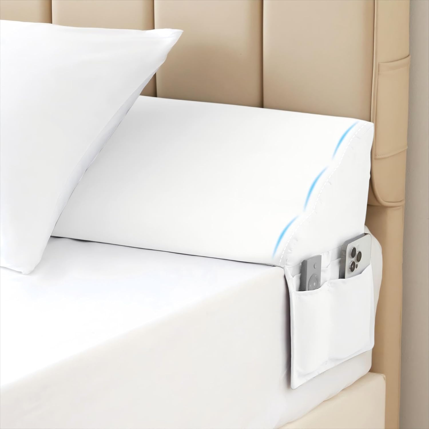 MEGCXIT King Bed Wedge Pillow for Headboard, Bed Gap Filler, Triangle Pillow Wedge for Headboard Gap, Bolster Pillows for Beds, Anti-Slip…
