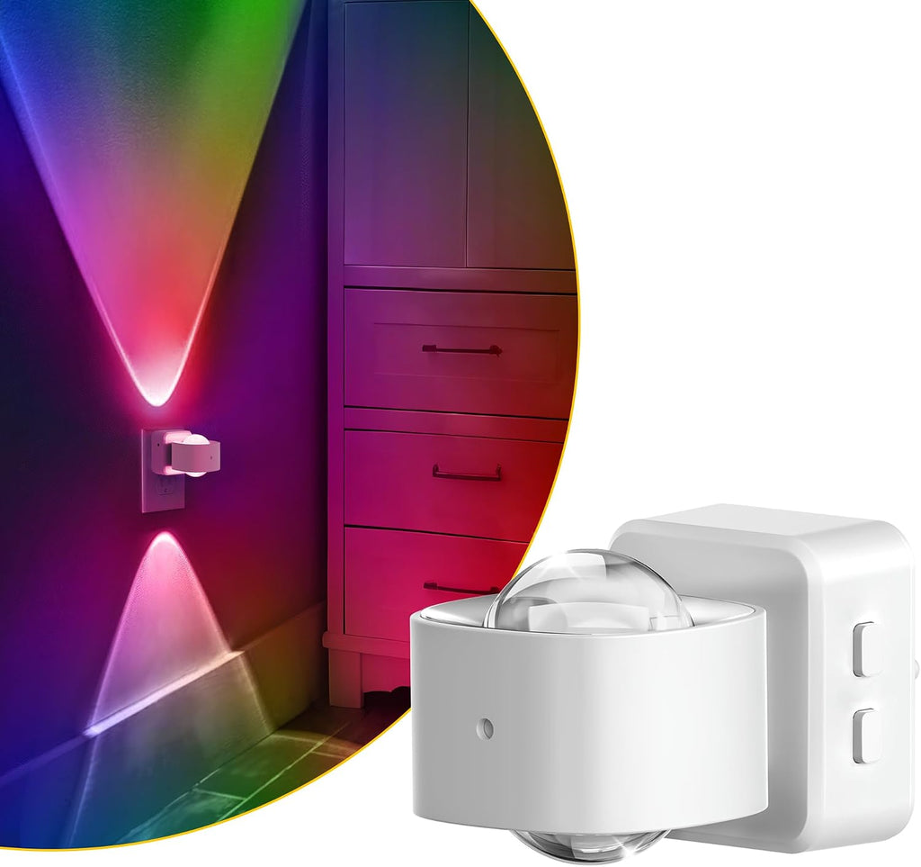 L LOHAS LED Night Light, Color Changing Night Lights Plug into Wall, Rotating White Nightlight, Dusk to Dawn Sensor, RGB Rainbow…