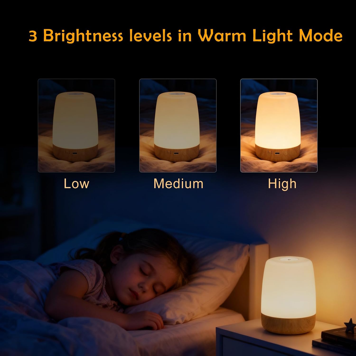 ELITUN Bedside Baby Night Light, Changing 256 RGB Colors Rechargeable Night Light for Kids, Small Wireless Table&Bedside Lamp, Eye Caring…