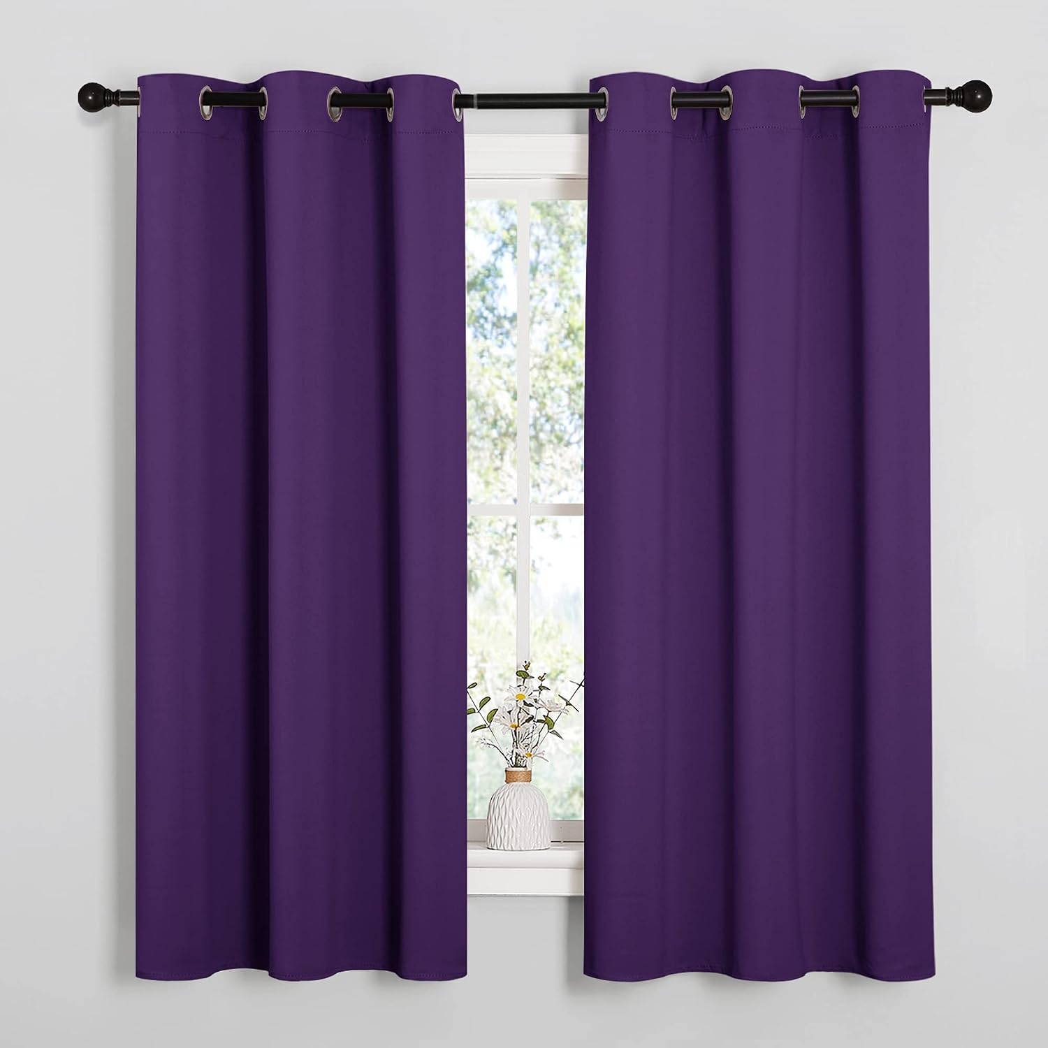 NICETOWN Triple Weave Home Decoration Thermal Insulated Solid Ring Top Blackout Curtains/Drapes for Bedroom(Set of 2, 42 x 63 Inch, Royal…