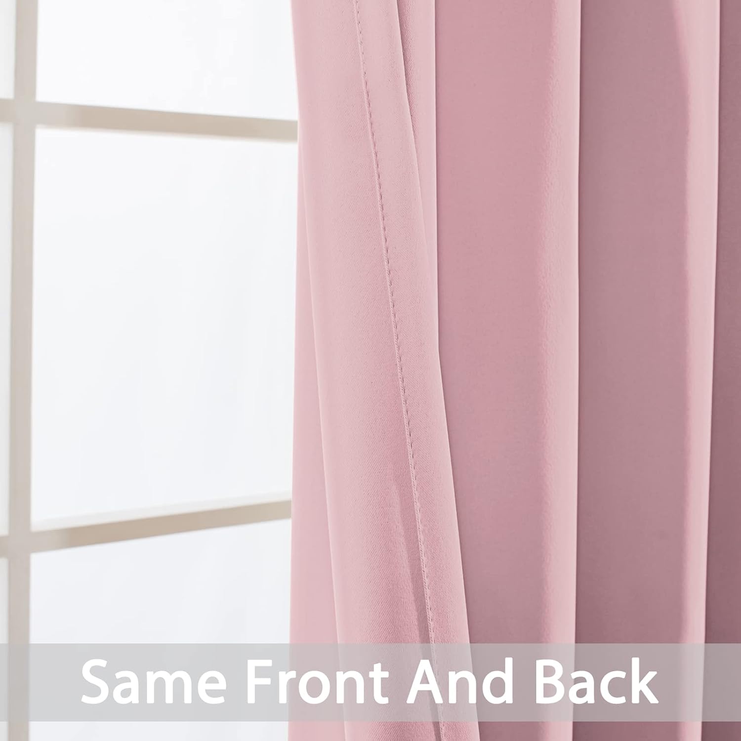 Yakamok Insulated Blackout Window Draperies - Energy Efficient Home Decor Grommet Top Curtains for Bedroom(Pink, 52Wx36L, 2 Panels)